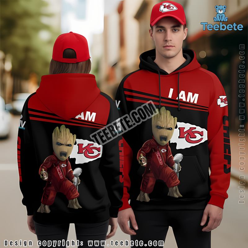 Kansas City Chiefs Groot 3D Hoodie Red Black Print