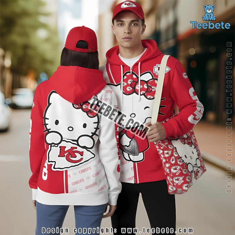 Kansas City Chiefs Hello Kitty 3D Hoodie Red White Printed