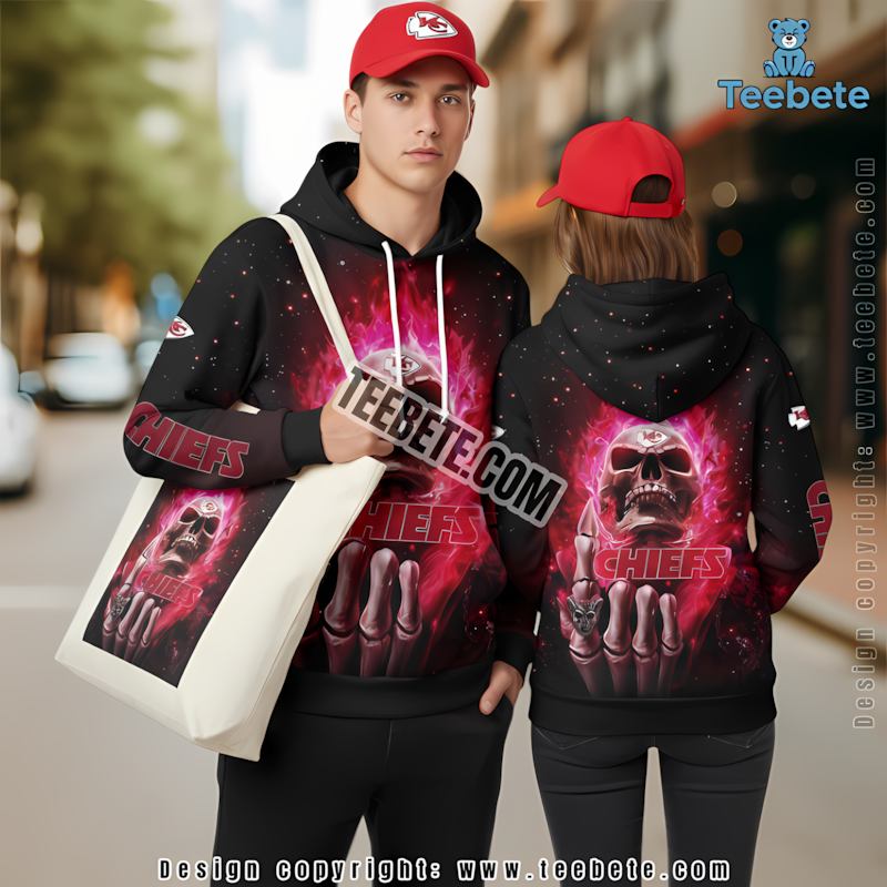 Kansas City Chiefs Hot Skull 3D Hoodie Red Black Printing
