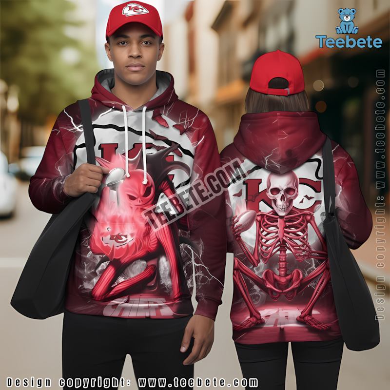 Kansas City Chiefs Jack Skellington 3D Hoodie Red Zipper