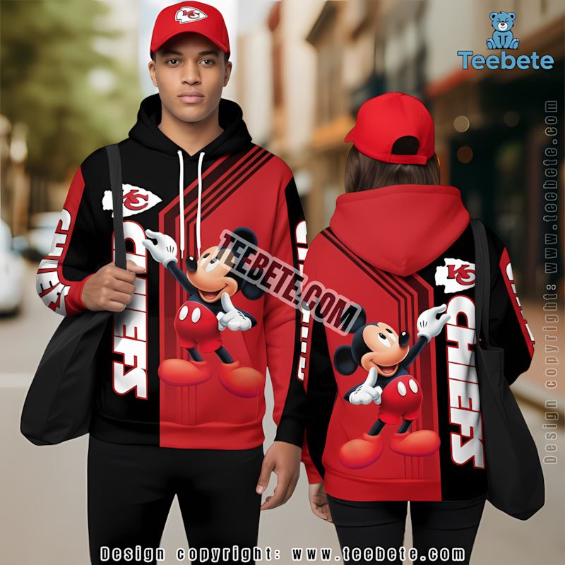 Kansas City Chiefs Mickey Mouse Flower Personalized 3D Hoodie Red Graphic