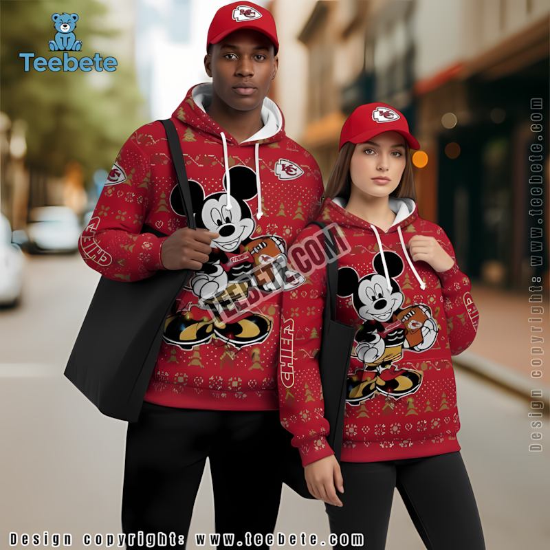 Kansas City Chiefs Mickey Mouse 3D Hoodie Red Mens