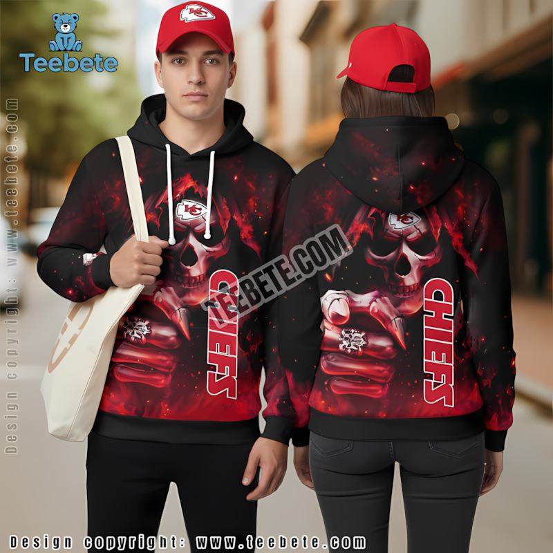 Kansas City Chiefs Skull Champion 3D Hoodie Red Black Print