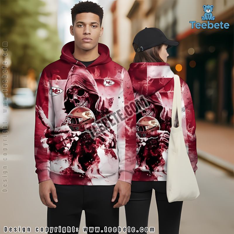 Kansas City Chiefs Skull Power 3D Hoodie Red White Graphic