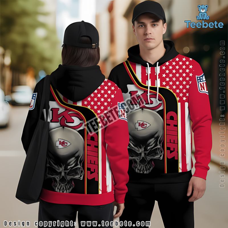 Kansas City Chiefs Skull 3D Hoodie White Red Pullover