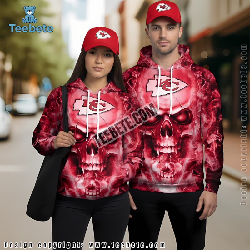 Kansas City Chiefs Smoke Of Death 3D Hoodie Red Black Womens