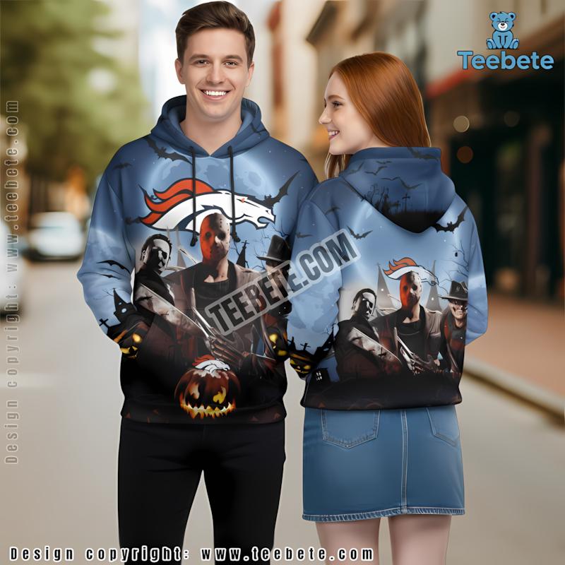 Denver Broncos Krueger Michael Myers Jason 3D Hoodie Blue Full Print