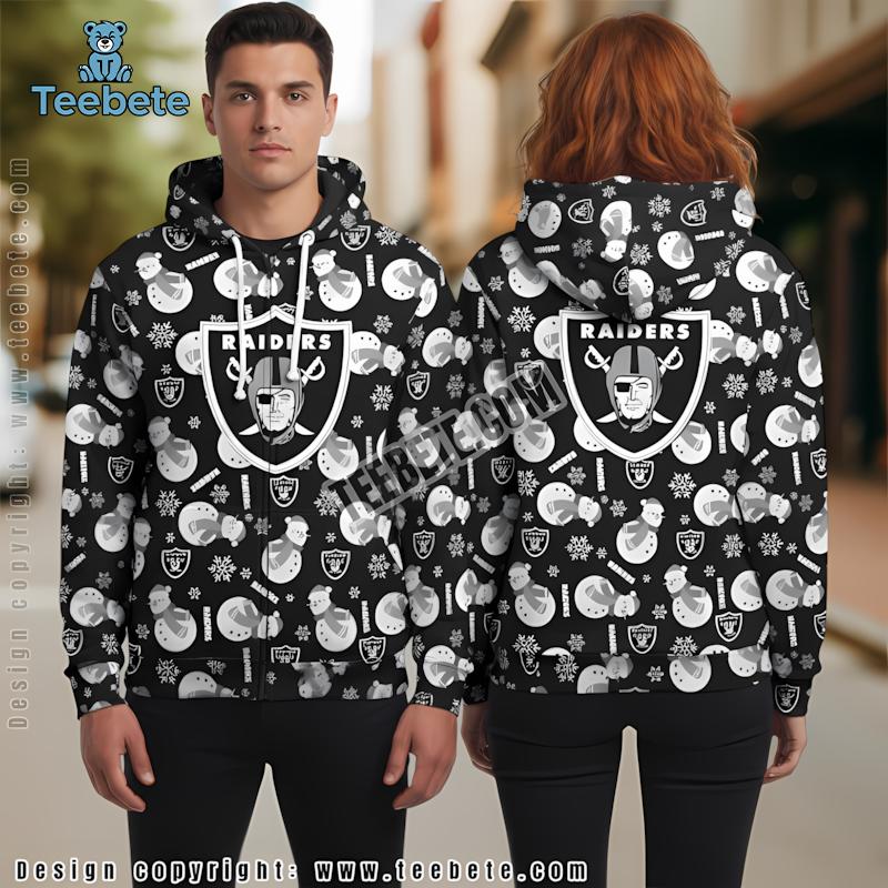 Las Vegas Raiders Christmas Snowman 3D Hoodie Graphic Black
