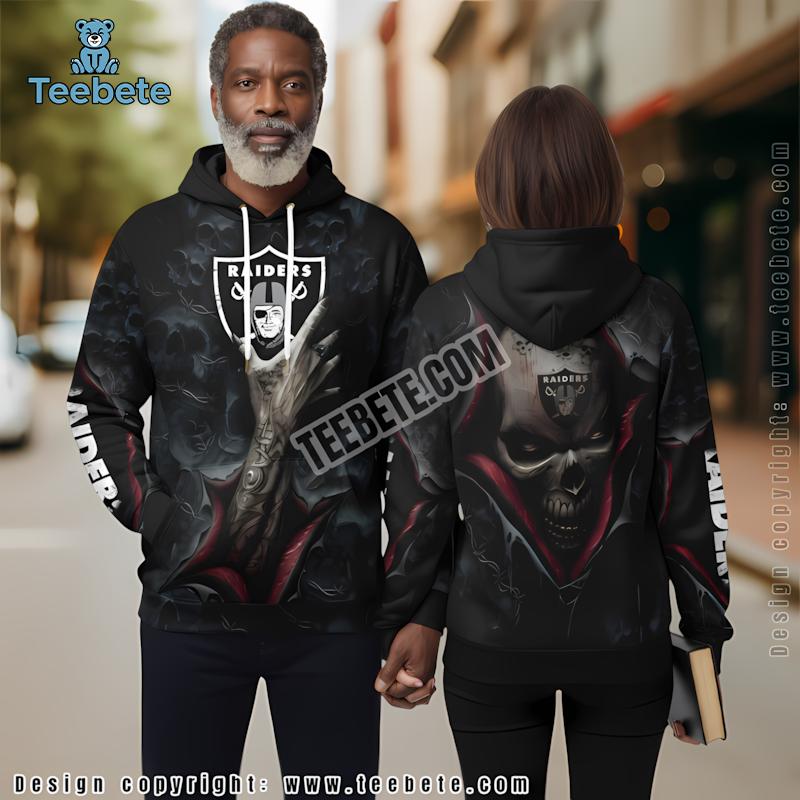 Las Vegas Raiders Grateful Dead 3D Hoodie Grey Black Mens