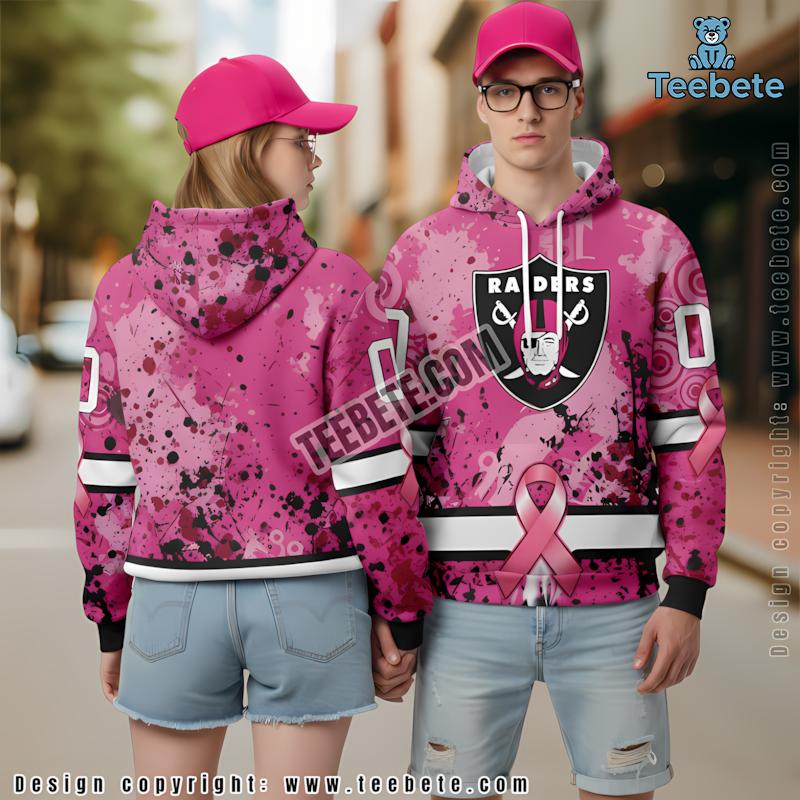 Las Vegas Raiders Personalized Breast Cancer 3D Hoodie Pink Unisex
