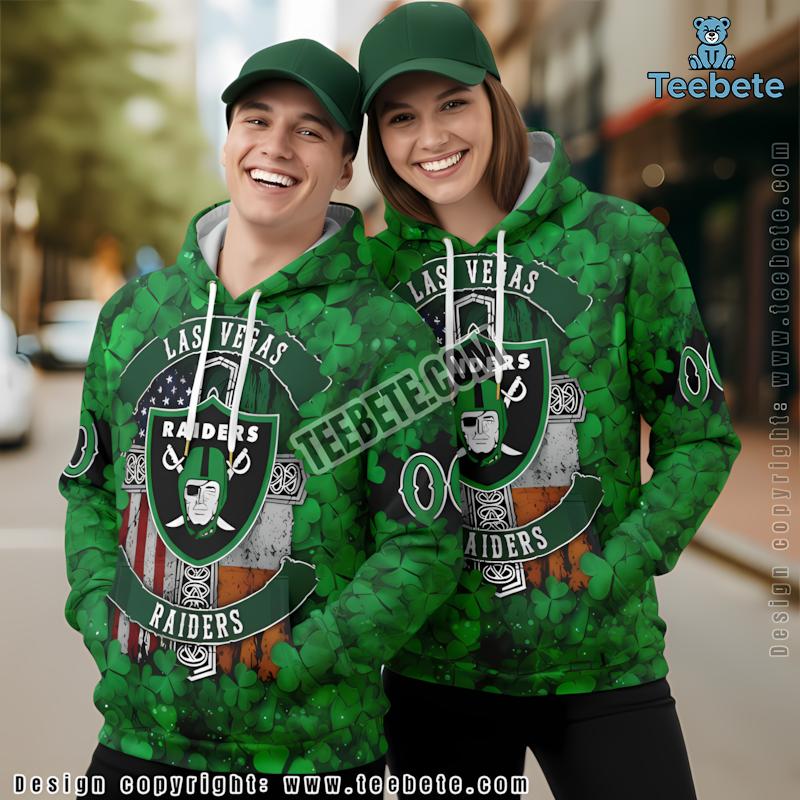 Las Vegas Raiders St Patrick Day Personalized 3D Hoodie Green Puff Print