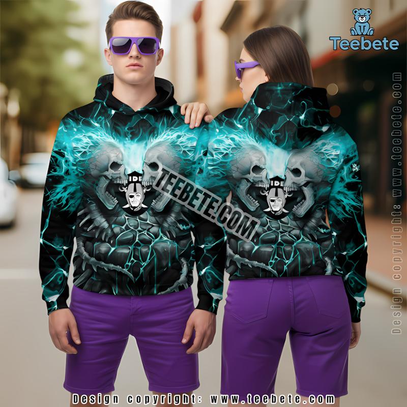 Las Vegas Raiders Skull Unleash 3D Hoodie Black Mens