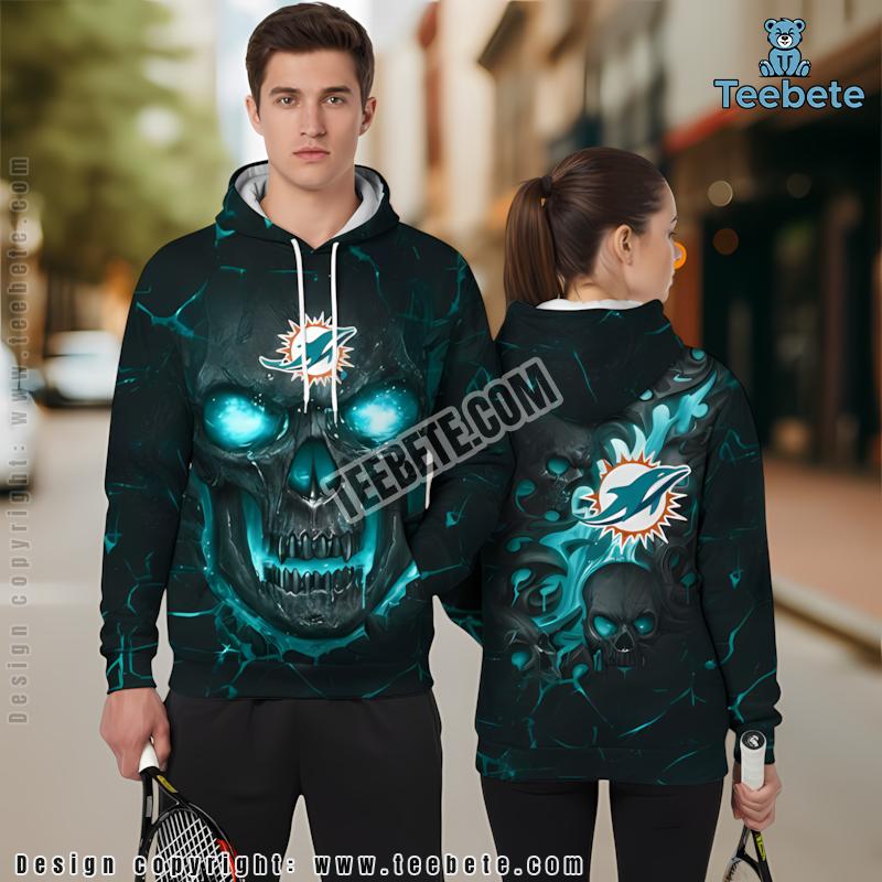 Miami Dolphins Lava Skull 3D Hoodie Black Blue For Sale