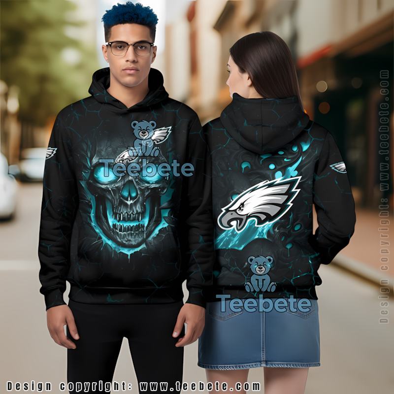 Philadelphia Eagles Lava Skull 3D Hoodie Green Black