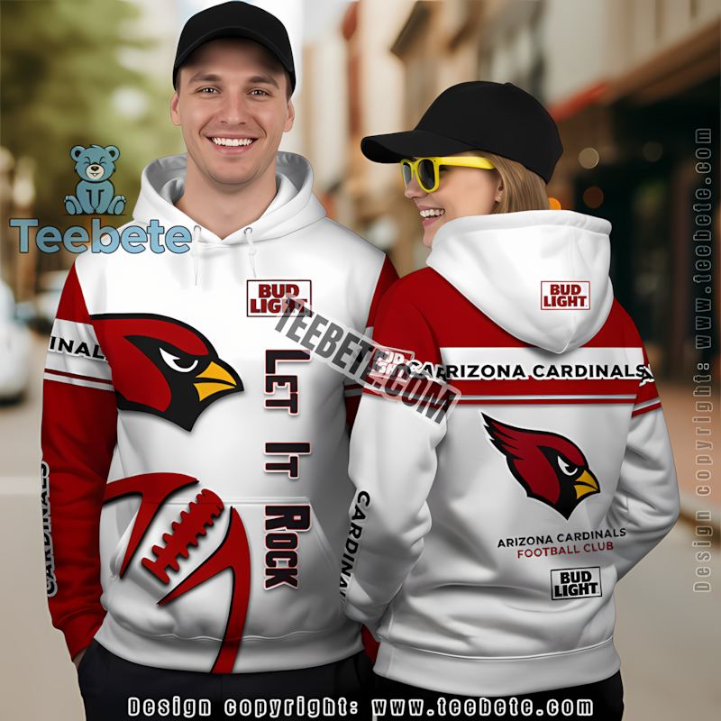 Arizona Cardinals Let It Rock 3D Hoodie Mens White