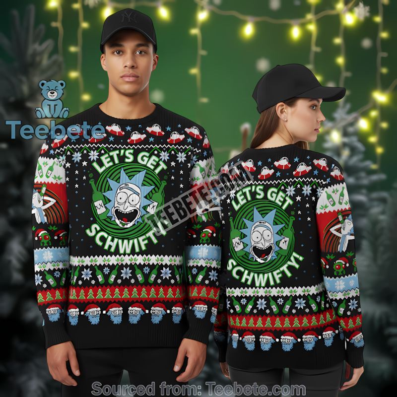 Lets Get Schwifty Rick And Morty Ugly Christmas Sweater Black Best
