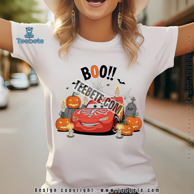 Lightning Mcqueen Cars Skeleton Halloween Costume Pumpkin Shirt