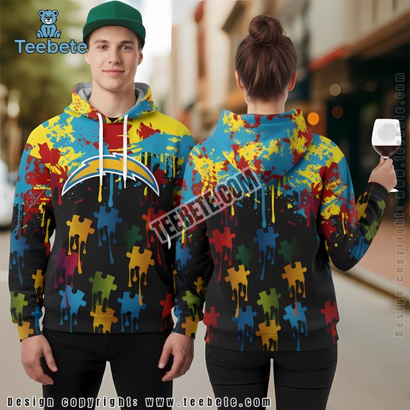 Los Angeles Chargers Baby Yoda 3D Hoodie Grey Puff Print