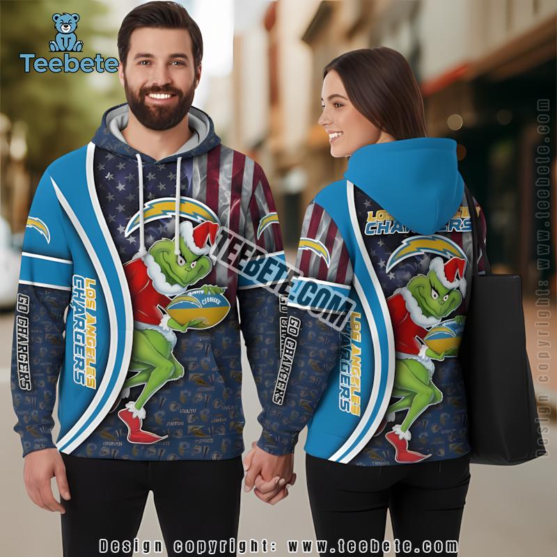 Personalized Los Angeles Chargers Breast Cancer 3D Hoodie Pink White