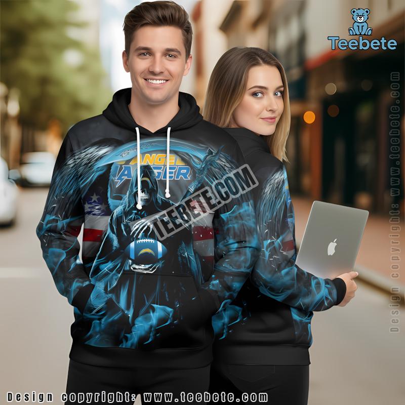 Los Angeles Chargers Skull 3D Hoodie Blue Black Print