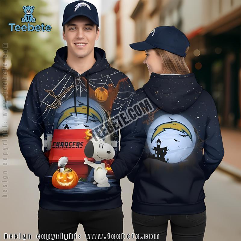 Los Angeles Chargers Snoopy Pumpkin Halloween 3D Hoodie Blue Unisex