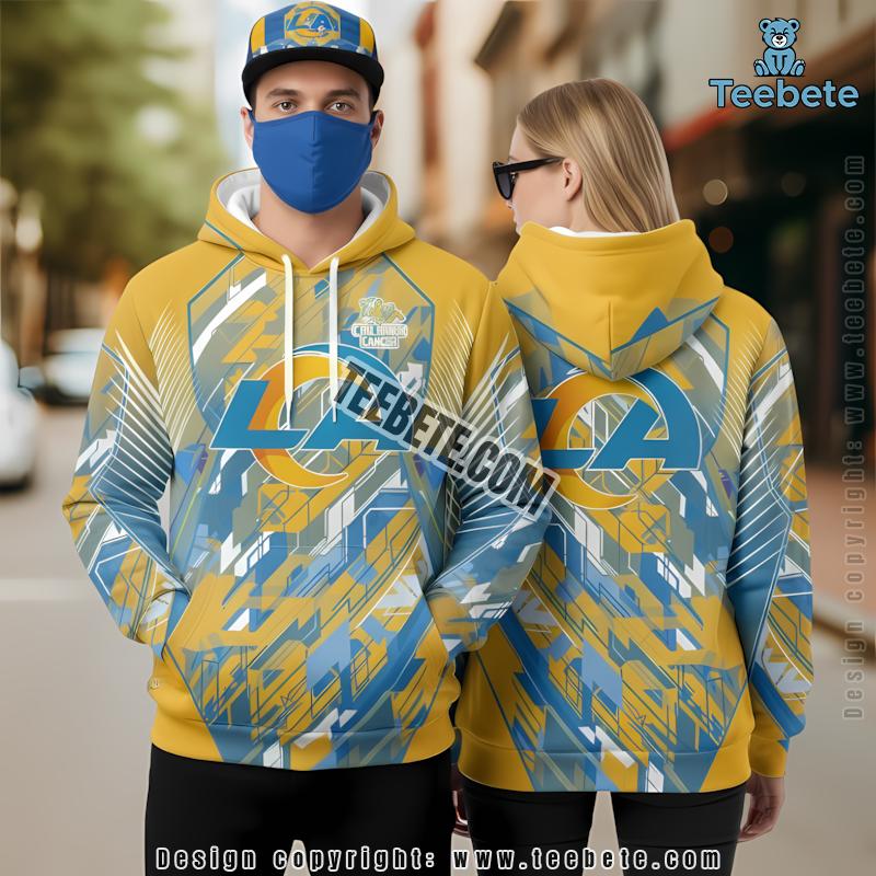 Los Angeles Rams Childhood Cancers 3D Hoodie Print Yellow Blue