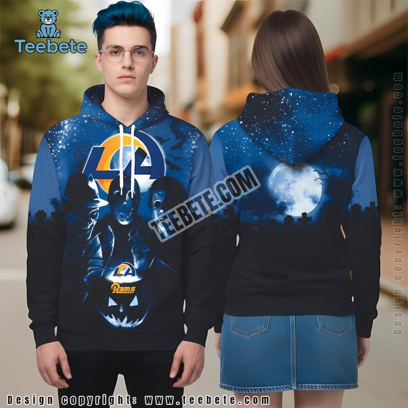 Los Angeles Rams Halloween Michael Myers Jason Voorhees 3D Hoodie Blue