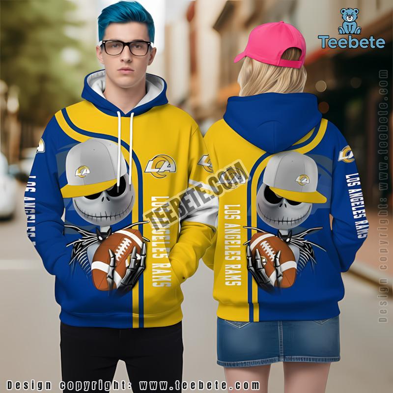 Los Angeles Rams Jack Skellington 3D Hoodie Yellow Blue Boys