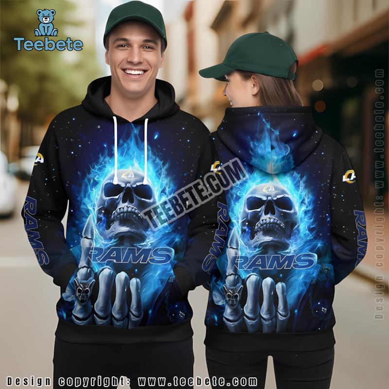 Los Angeles Rams Skull Champion 3D Hoodie Print Black Blue