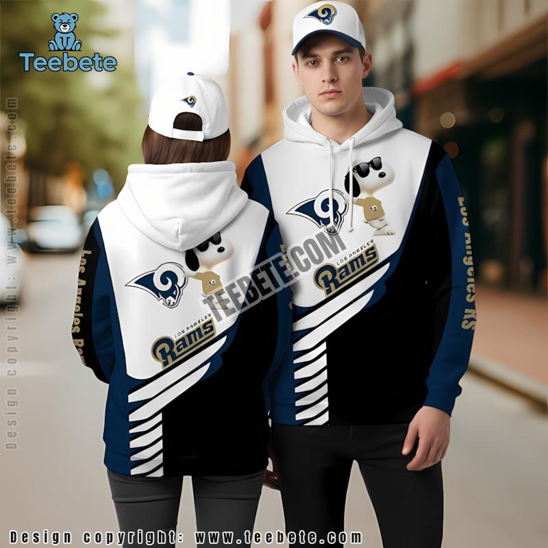 Los Angeles Rams Snoopy 3D Hoodie White Blue Womens