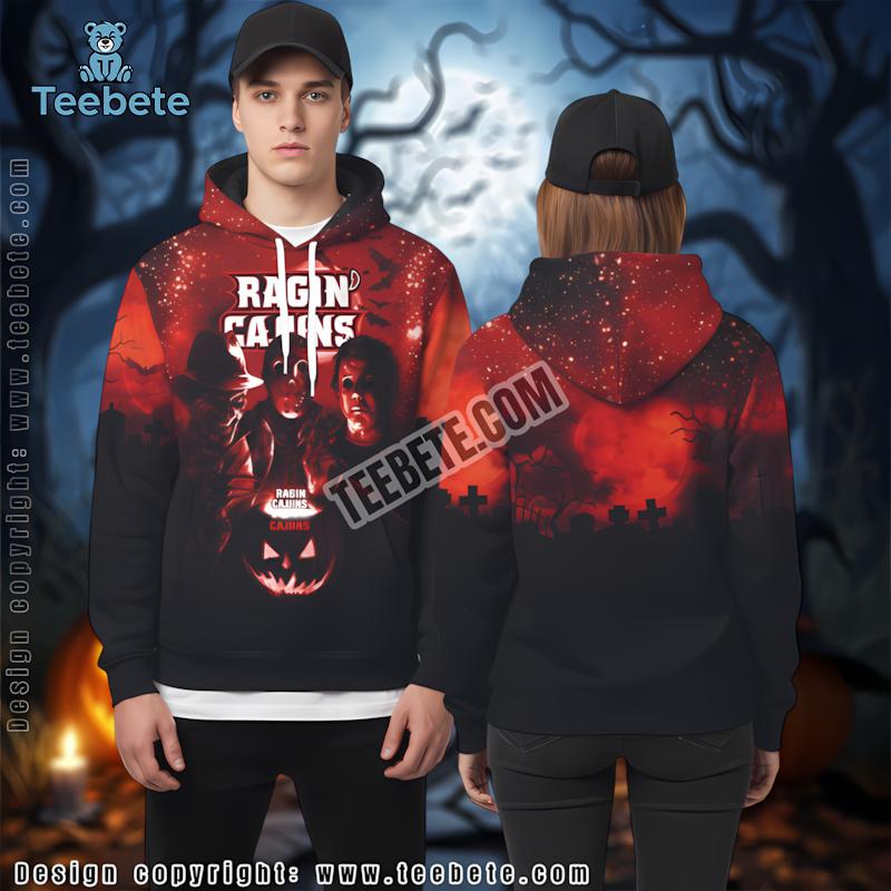 Louisiana Ragin Cajuns Michael Myers And Jason Voorhees Red 3D Hoodie