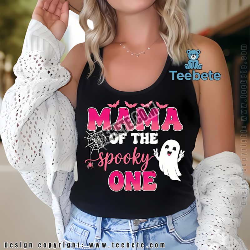Mama Of The Spooky One Halloween Pink Ghost Tanktop Mama Of The Spooky One Halloween Pink Ghost Tanktop