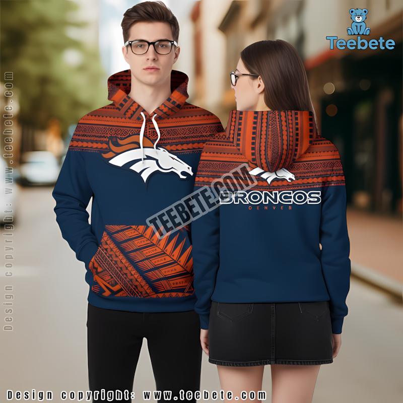 Denver Broncos Maori Pattern 3D Hoodie Blue Pullover