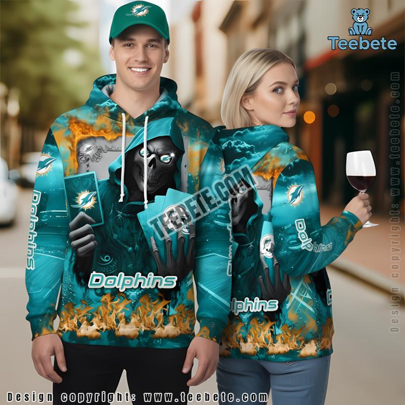 Miami Dolphins Grogu 3D Zip Up Hoodie Blue Orange