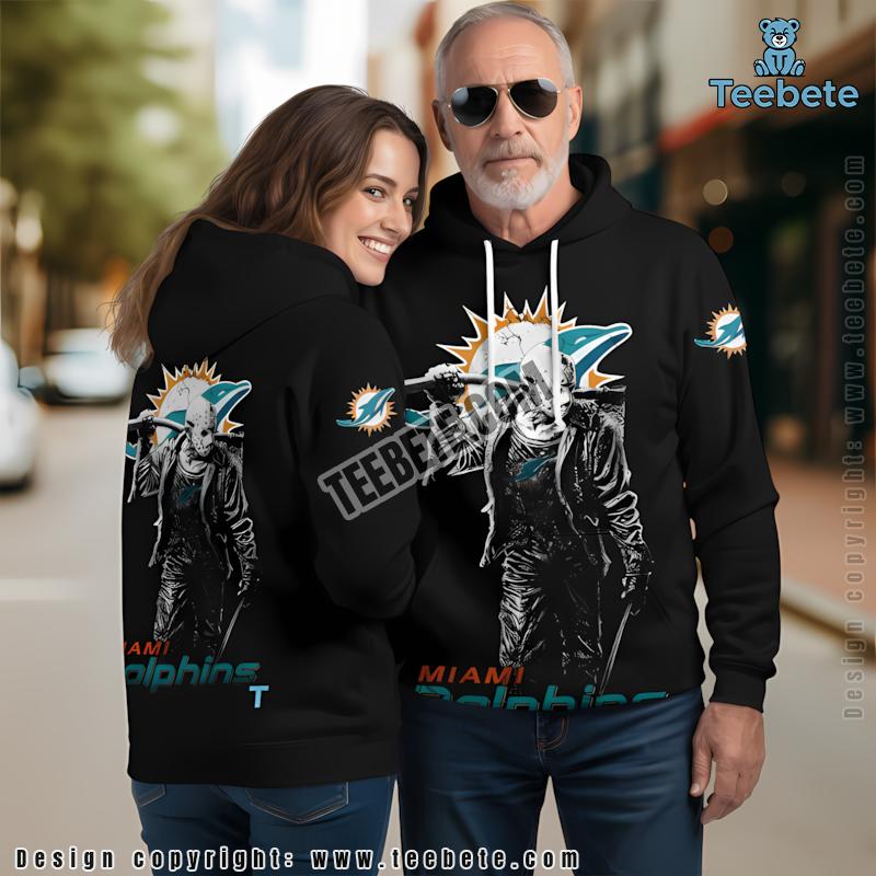 Miami Dolphins Jack Skellington Zero Halloween 3D Hoodie White Blue Printing