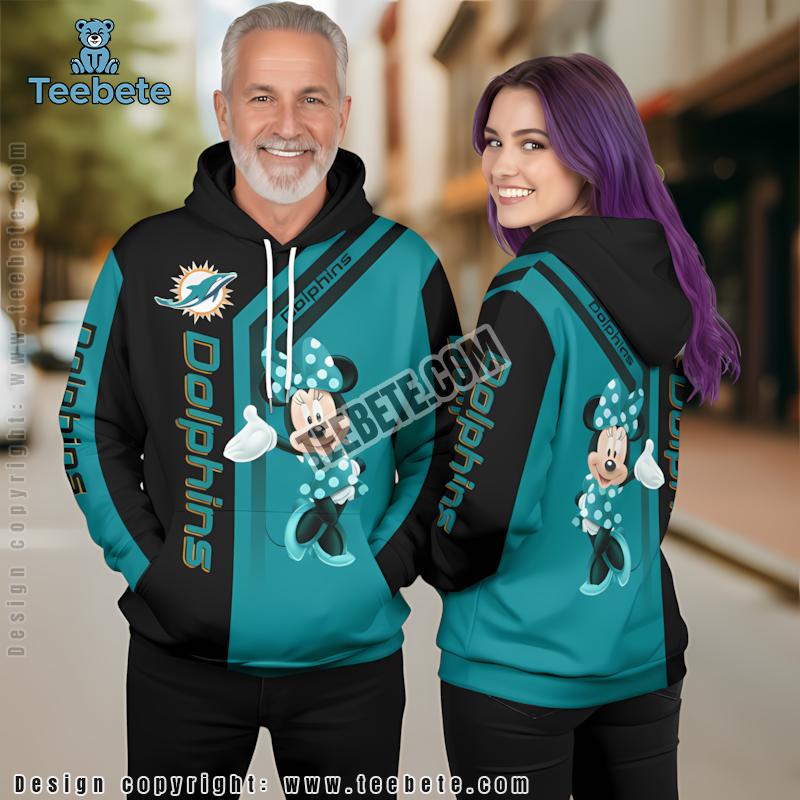 Miami Dolphins Minnie Mouse Christmas 3D Hoodie Blue Black Dad Mom