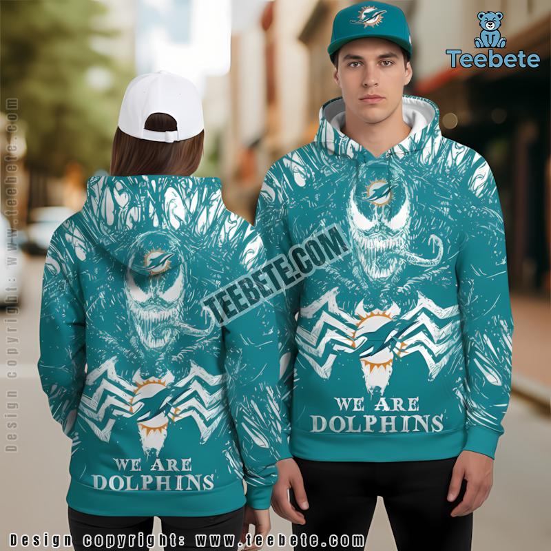 Miami Dolphins Venom Halloween 3D Hoodie Blue White Girls