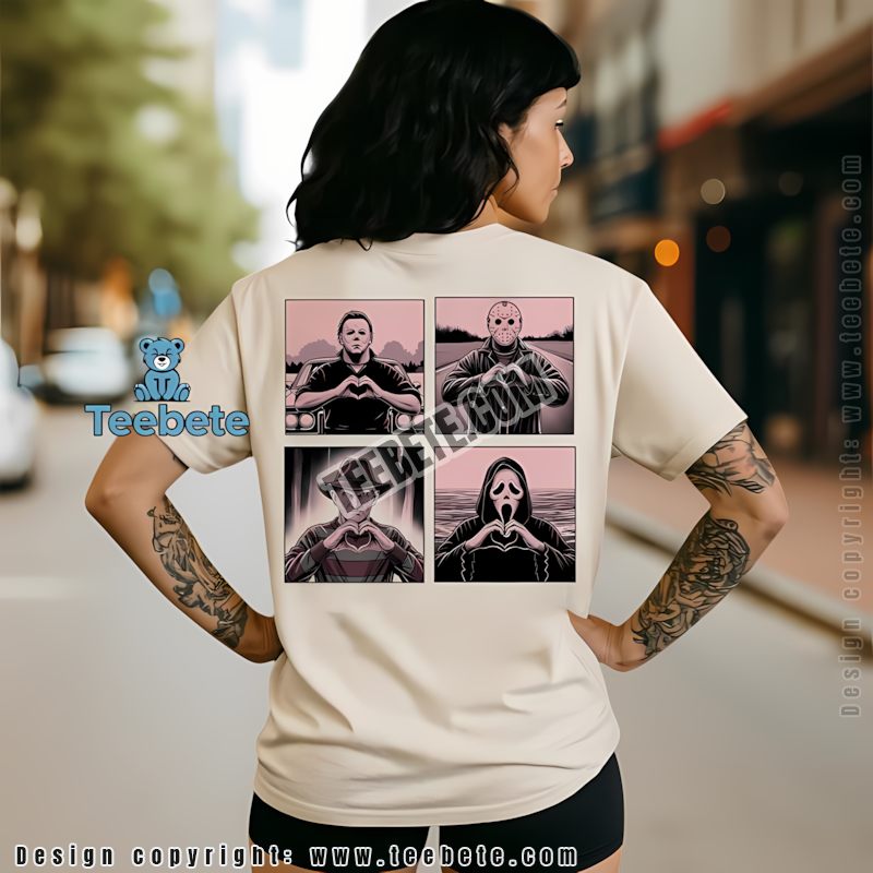 Michael Jason Krueger Ghostface Heart Hands Pink Halloween Shirt