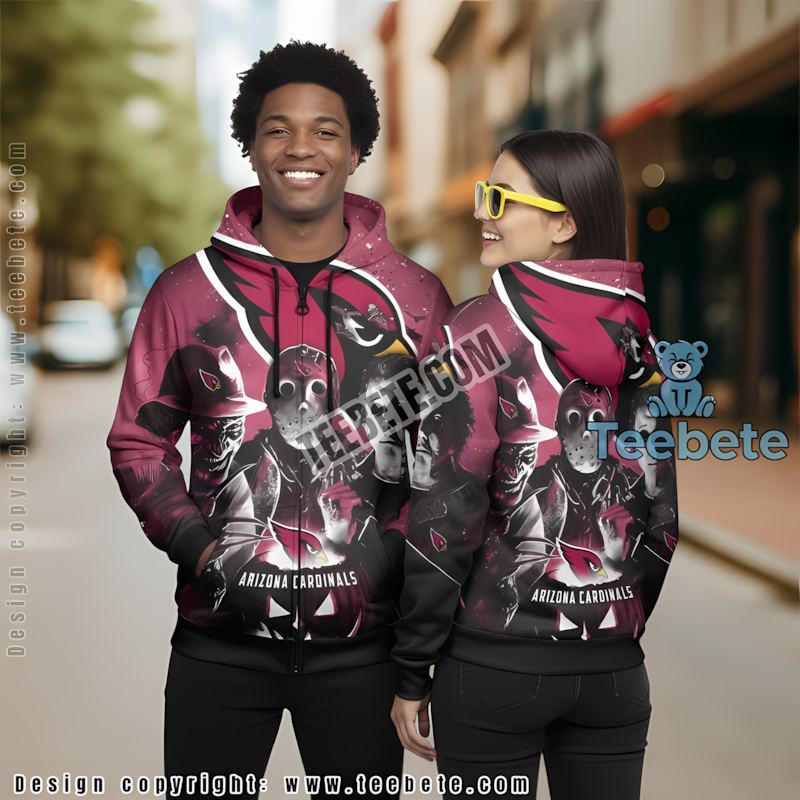Arizona Cardinals Michael Myers Freddy Jason 3D Hoodie Mens
