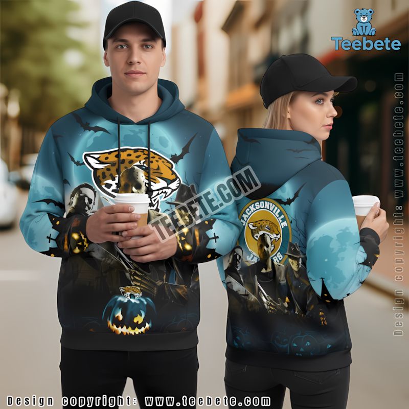 Jacksonville Jaguars Michael Myers Freddy Krueger 3D Hoodie Blue Mens