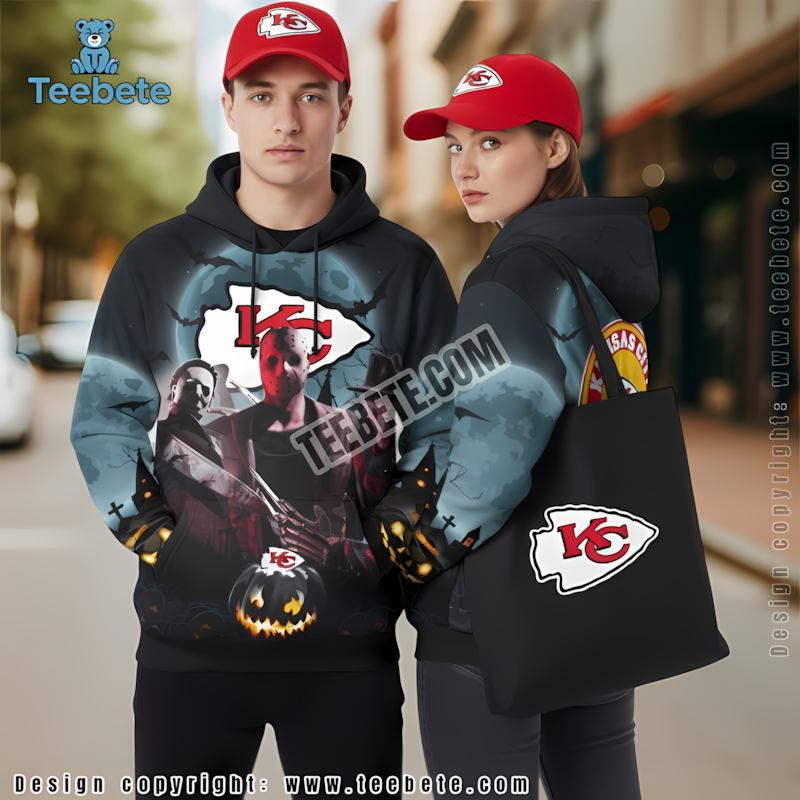 Kansas City Chiefs Michael Myers Freddy Krueger 3D Zip Up Hoodie Blue