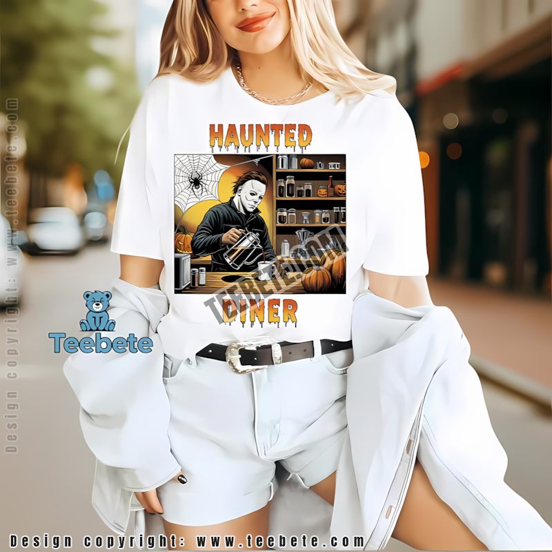 Michael Myers Haunted Diner Coffee Barista Halloween Shirt