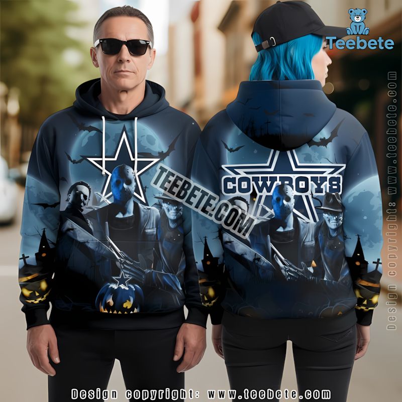 Dallas Cowboys Michael Myers Jason Voorhees 3D Hoodie Design Blue