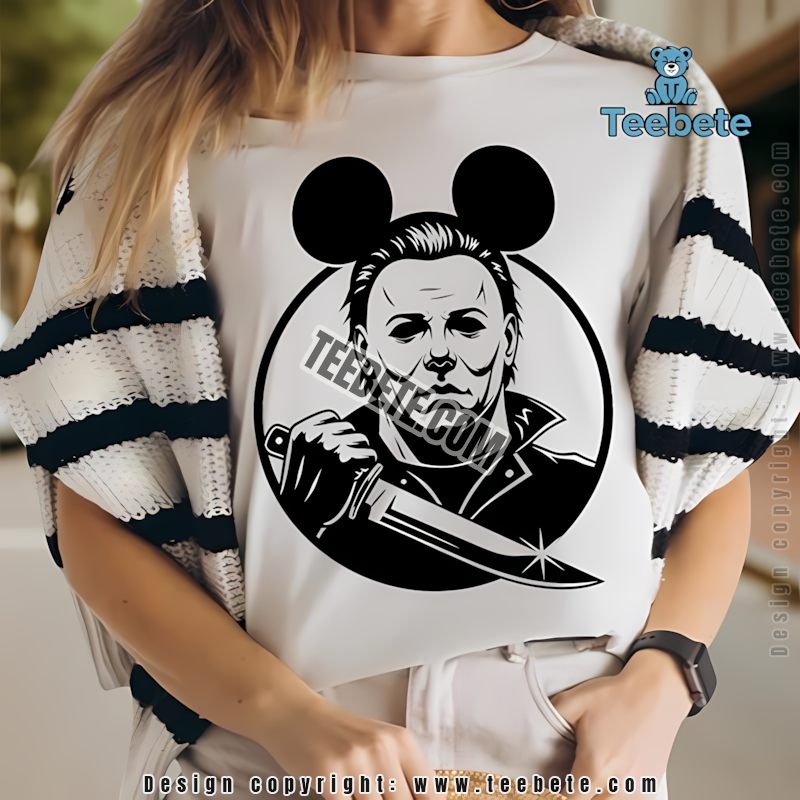 Michael Myers Mickey Mouse Ears Funny Horror Halloween Shirt