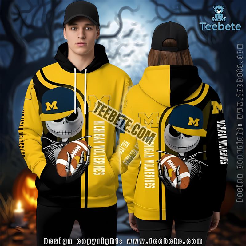 Jack Skellington Yellow 3D Hoodie Michigan Wolverines