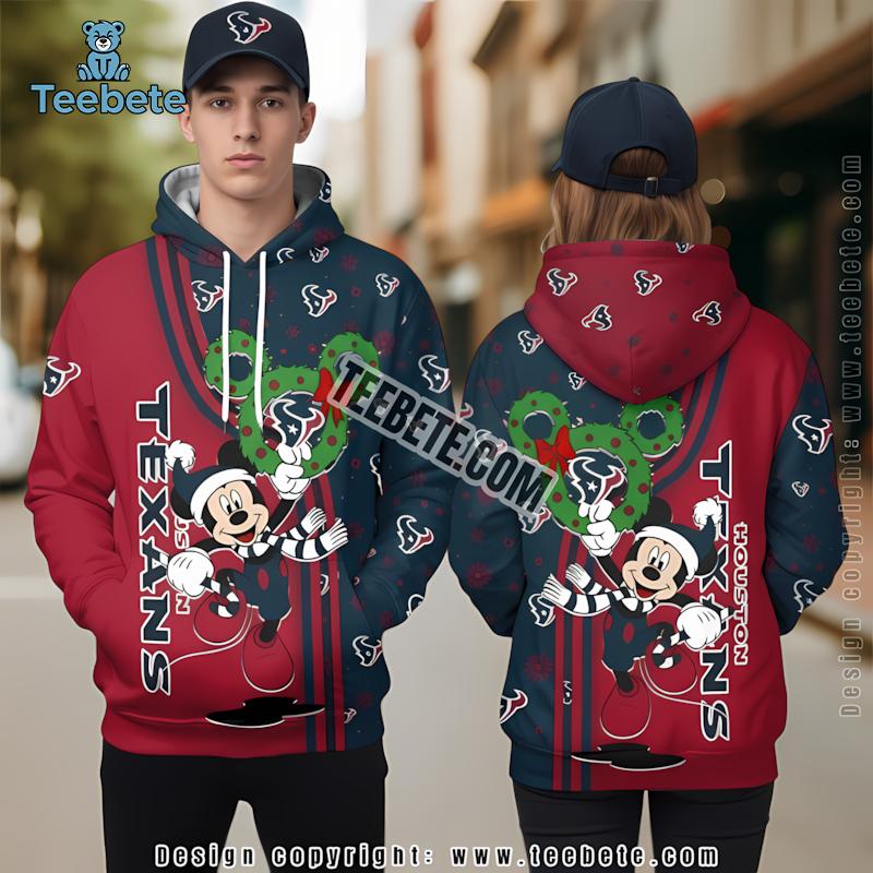 Mickey Houston Texans 3D Hoodie Blue Red Kids