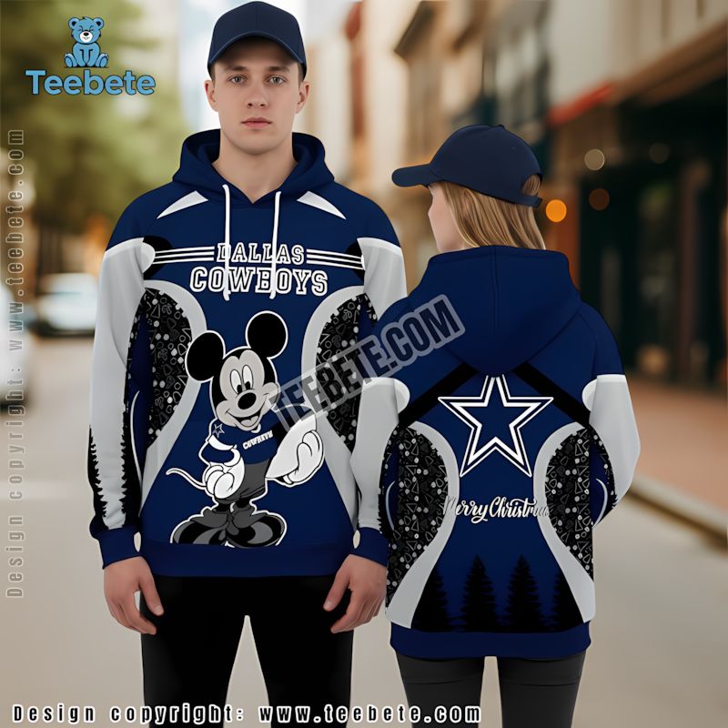 Dallas Cowboys Mickey Mouse 3D Hoodie For Sale Grey Blue