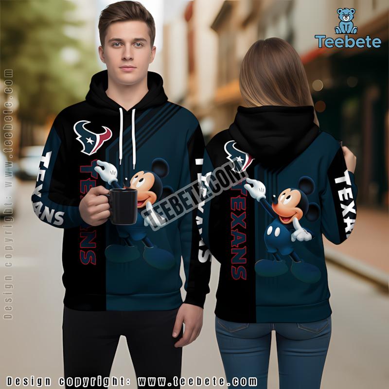 Mickey Mouse Houston Texans 3D Hoodie Graphic Black Blue