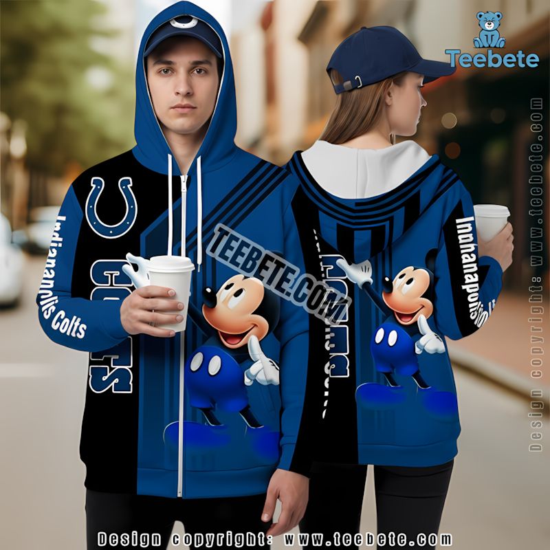 Indianapolis Colts Mickey Mouse 3D Hoodie Blue Black Print
