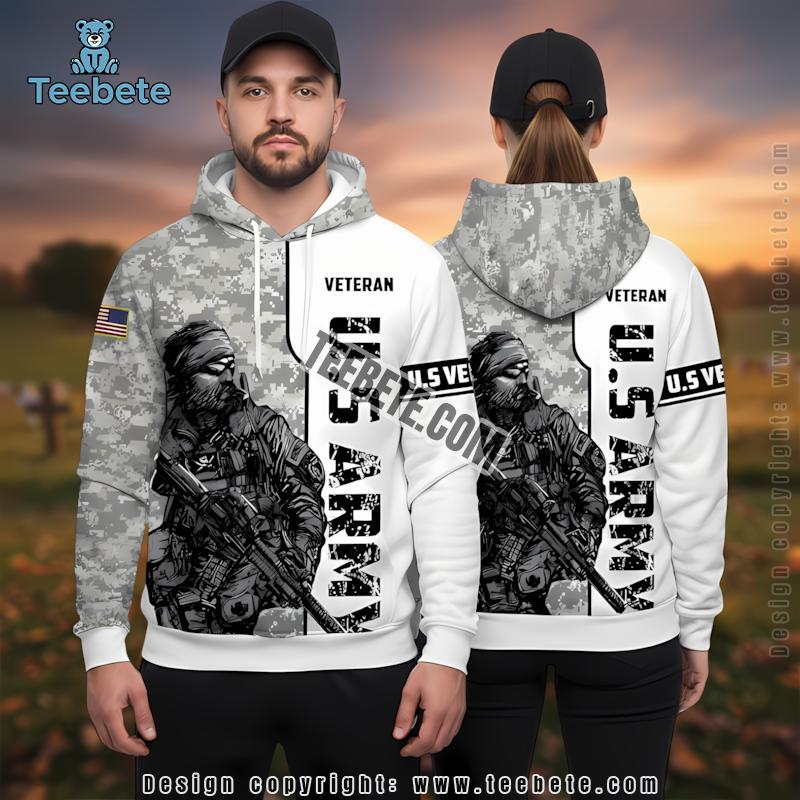 Military Us Army Veteran Day 3D Zip Up Hoodie Grey